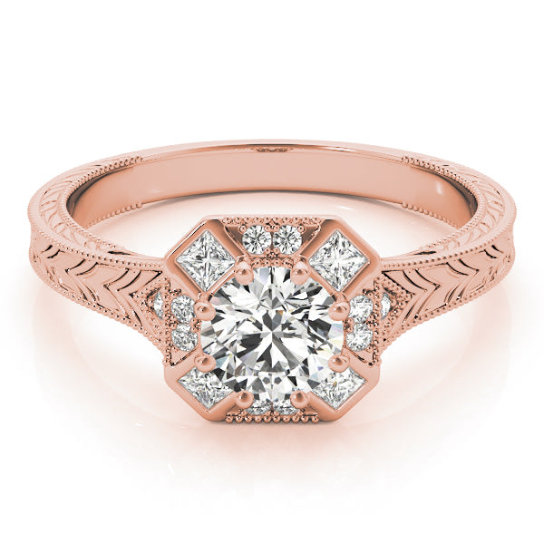 18K Rose Gold 1 1/4 ct tw Halo Diamond Engagement Ring
