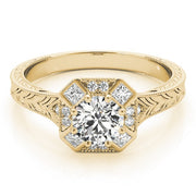 18K Yellow Gold 1 1/4 ct tw Halo Diamond Engagement Ring