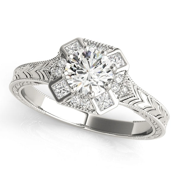 14K White Gold 1 1/4 ct tw Halo Diamond Engagement Ring