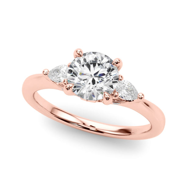 14K Rose Gold 1 1/3 ct tw Three Stone Diamond Engagement Ring