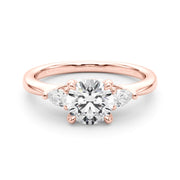 18K Rose Gold 1 1/3 ct tw Three Stone Diamond Engagement Ring