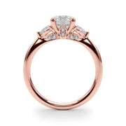 14K Rose Gold 1 1/3 ct tw Three Stone Diamond Engagement Ring