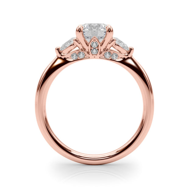 14K Rose Gold 1 1/3 ct tw Three Stone Diamond Engagement Ring