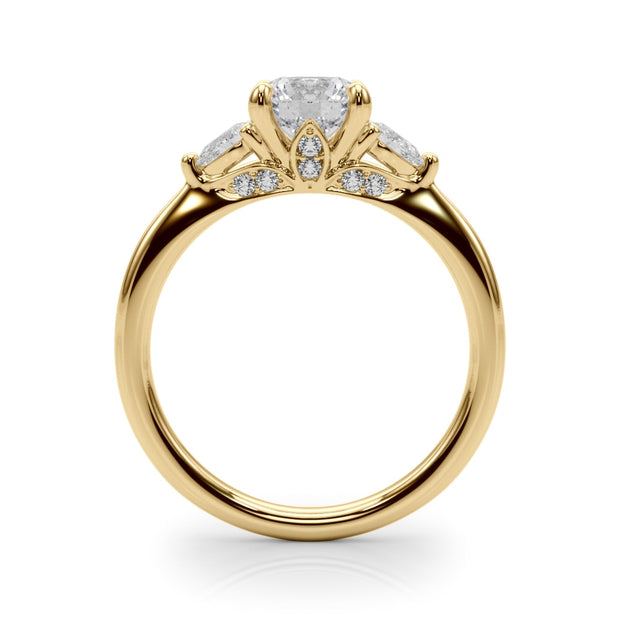 18K Yellow Gold 1 1/3 ct tw Three Stone Diamond Engagement Ring