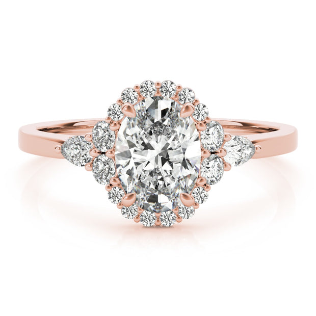 18K Rose Gold 5/8 ct tw Halo Diamond Engagement Ring