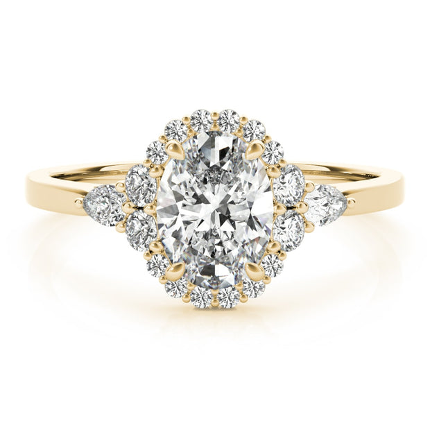 14K Yellow Gold 5/8 ct tw Halo Diamond Engagement Ring