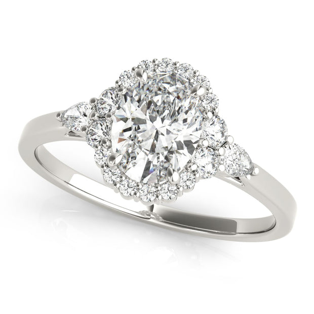18K White Gold 5/8 ct tw Halo Diamond Engagement Ring
