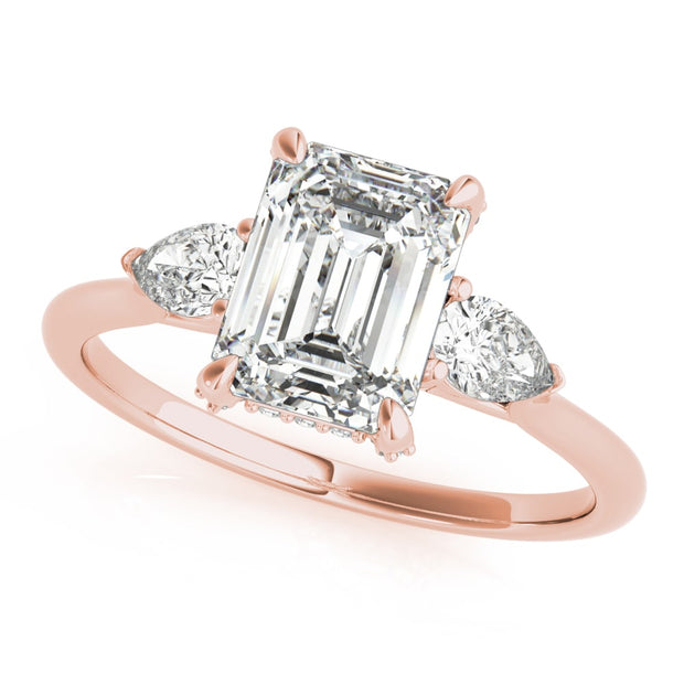 14K Rose Gold 1 1/2 ct tw Three Stone Diamond Engagement Ring