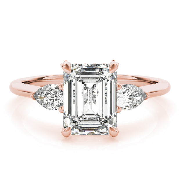 14K Rose Gold 1 1/2 ct tw Three Stone Diamond Engagement Ring