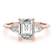 14K Rose Gold 1 1/2 ct tw Three Stone Diamond Engagement Ring