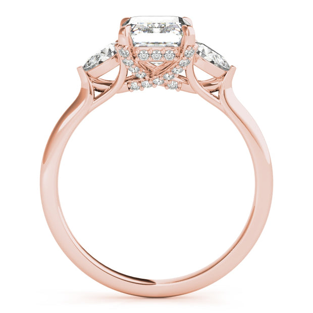 18K Rose Gold 1 1/2 ct tw Three Stone Diamond Engagement Ring