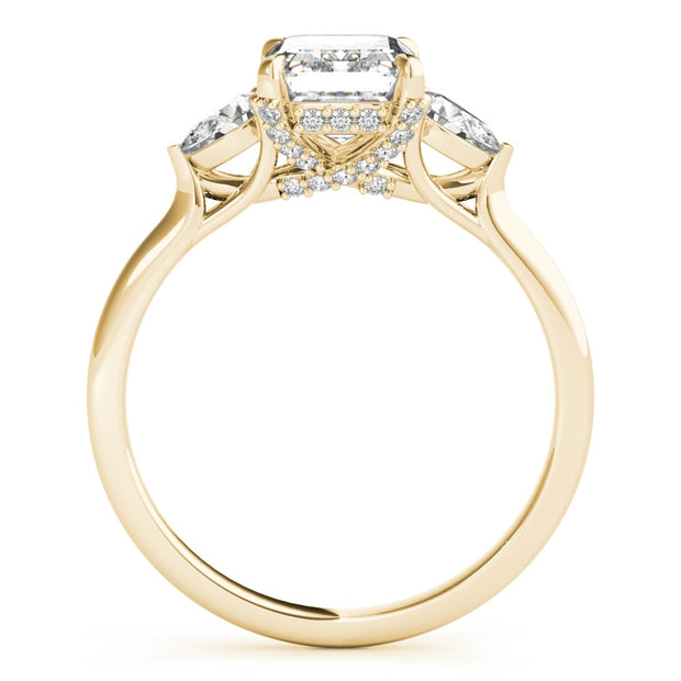 18K Yellow Gold 1 1/2 ct tw Three Stone Diamond Engagement Ring