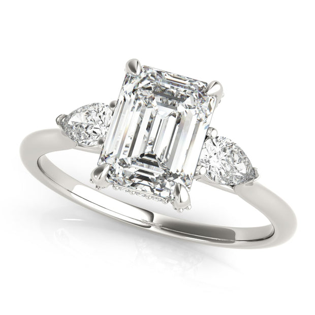 18K White Gold 1 1/2 ct tw Three Stone Diamond Engagement Ring