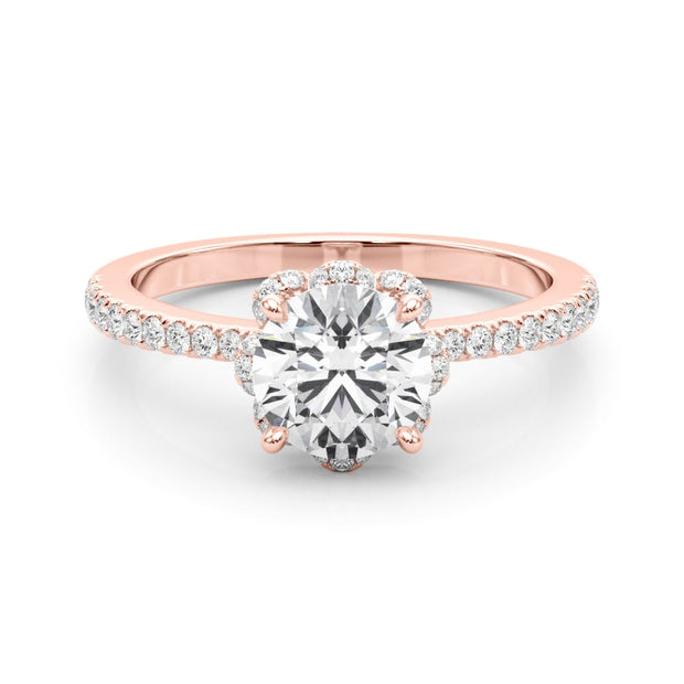 14K Rose Gold 1 1/4 ct tw Halo Diamond Engagement Ring