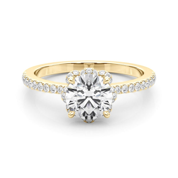 18K Yellow Gold 1 1/4 ct tw Halo Diamond Engagement Ring