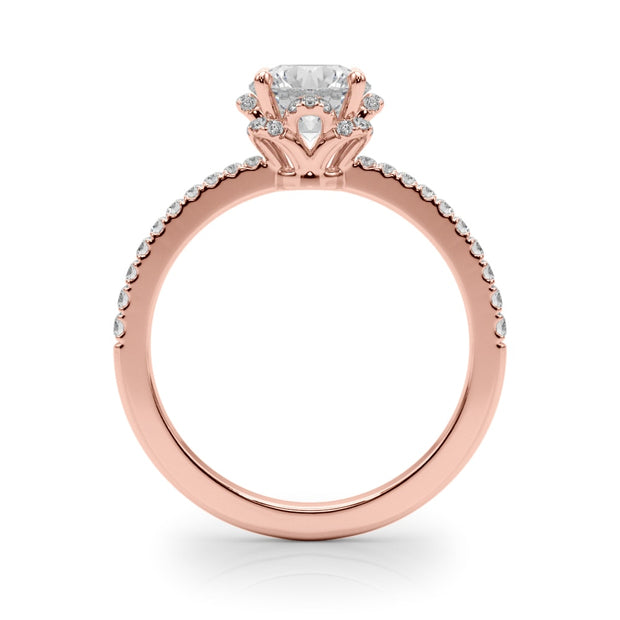 18K Rose Gold 1 1/4 ct tw Halo Diamond Engagement Ring