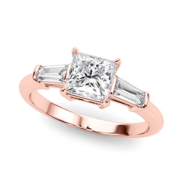 14K Rose Gold 1 ct tw Three Stone Diamond Engagement Ring