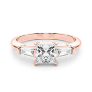 14K Rose Gold 1 ct tw Three Stone Diamond Engagement Ring