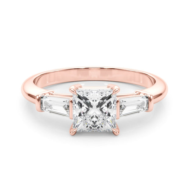 14K Rose Gold 1 ct tw Three Stone Diamond Engagement Ring