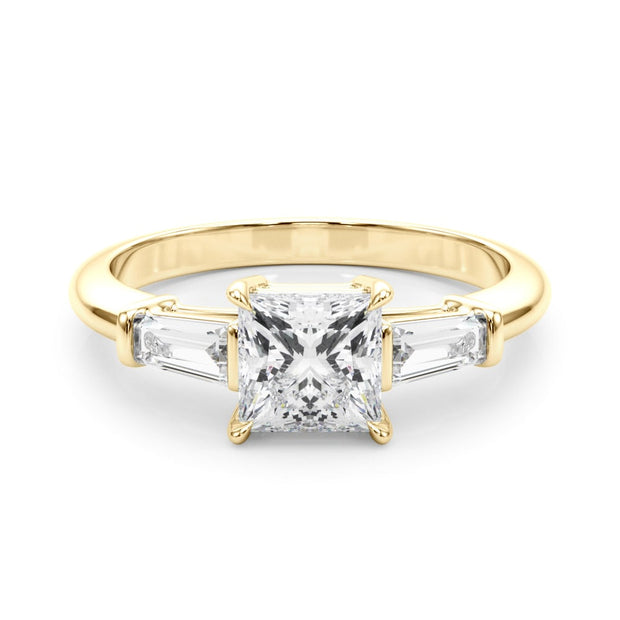 18K Yellow Gold 1 ct tw Three Stone Diamond Engagement Ring