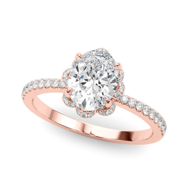 14K Rose Gold 1/2 ct tw Halo Diamond Engagement Ring