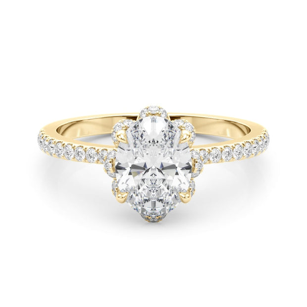 18K Yellow Gold 1/2 ct tw Halo Diamond Engagement Ring