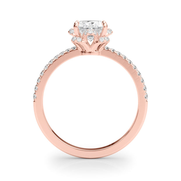18K Rose Gold 1/2 ct tw Halo Diamond Engagement Ring