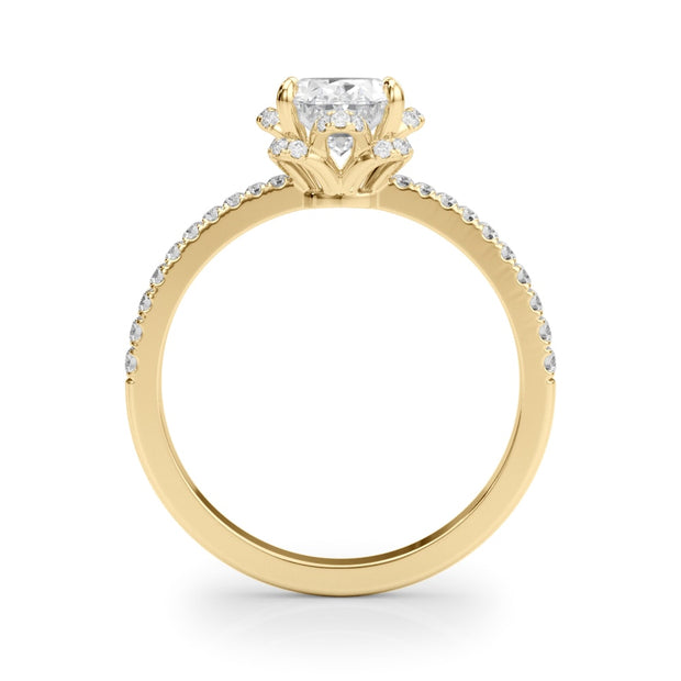 18K Yellow Gold 1/2 ct tw Halo Diamond Engagement Ring