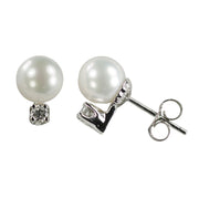 14KT White Gold Freshwater Pearl Earring
