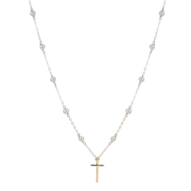 Childrens 14KT Yellow Gold Freshwater Pearl Necklace