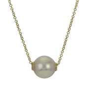 14KT Yellow Gold Akoya Pearl Solitaire Necklace
