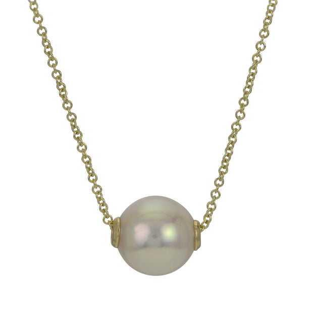 14KT Yellow Gold Akoya Pearl Solitaire Necklace