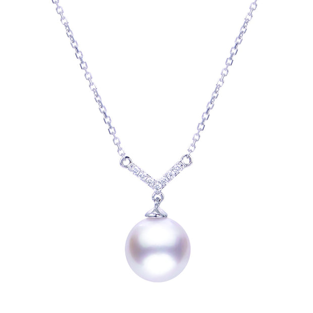 14KT White Gold Akoya Pearl Necklace