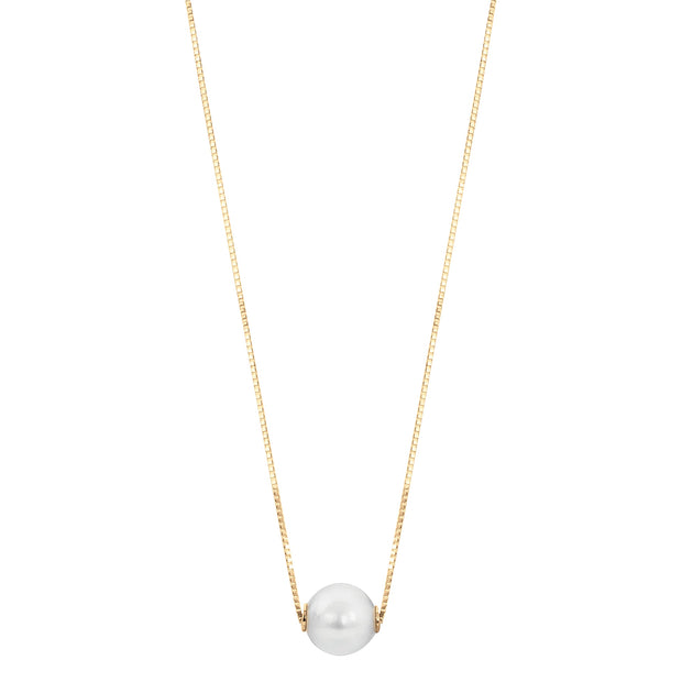 14KT Yellow Gold Akoya Pearl Solitaire Necklace