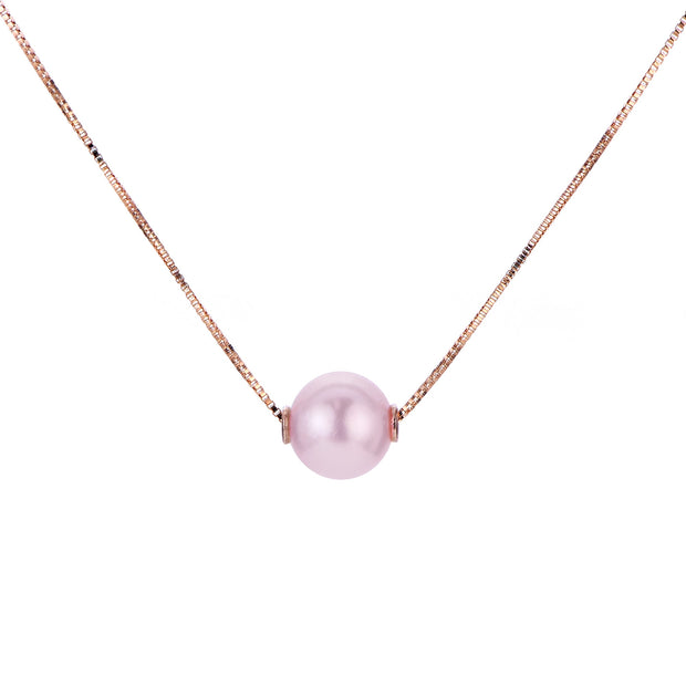 14KT Rose Gold Freshwater Pearl Solitaire Necklace