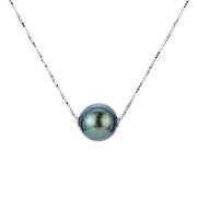 14KT White Gold Tahitian Pearl Solitaire Necklace