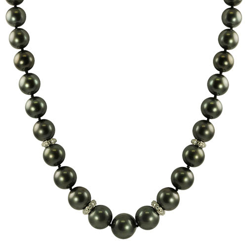 14KT White Gold Tahitian Pearl & Diamond Necklace