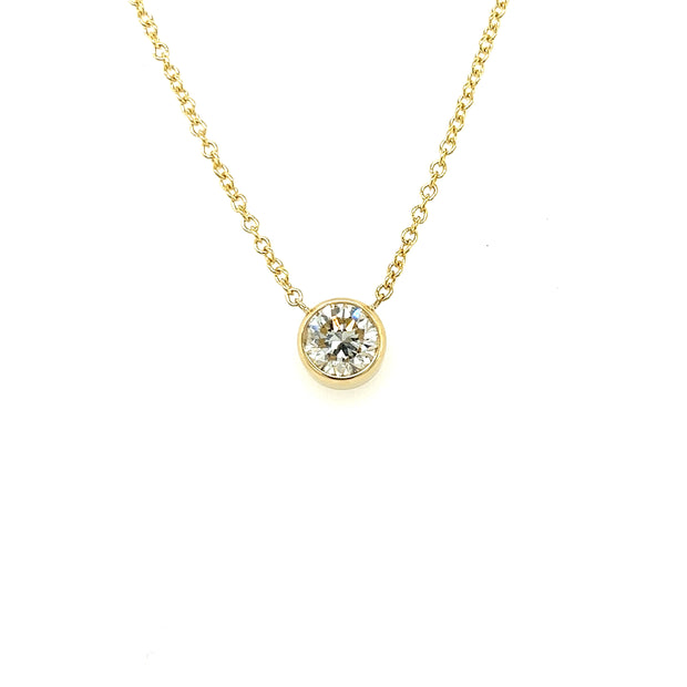 Chic Diamond Bezel Solitaire Necklace (1.26ct.)