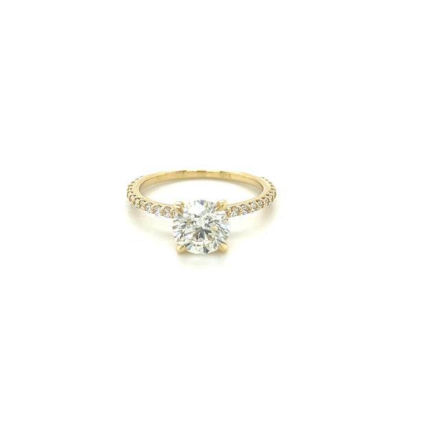 Libourne 14K Yellow Gold and Round Diamond Hidden Halo Engagement Ring
