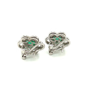 Savannah Diamond & Emerald Oval Halo Earrings