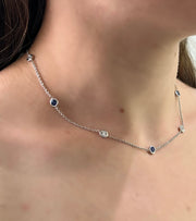 Azora 9 Stone Diamond and Blue Sapphire by the Yard Necklace (2.50 cttw.)