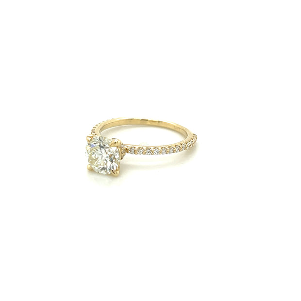 Libourne 14K Yellow Gold and Round Diamond Hidden Halo Engagement Ring