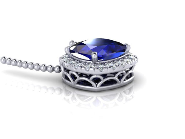Bella Cushion Shaped Sapphire & Diamond Pendant