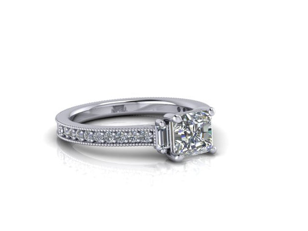 Eve Radiant Cut Diamond Milgrain Engagement Ring (1.78cttw.)