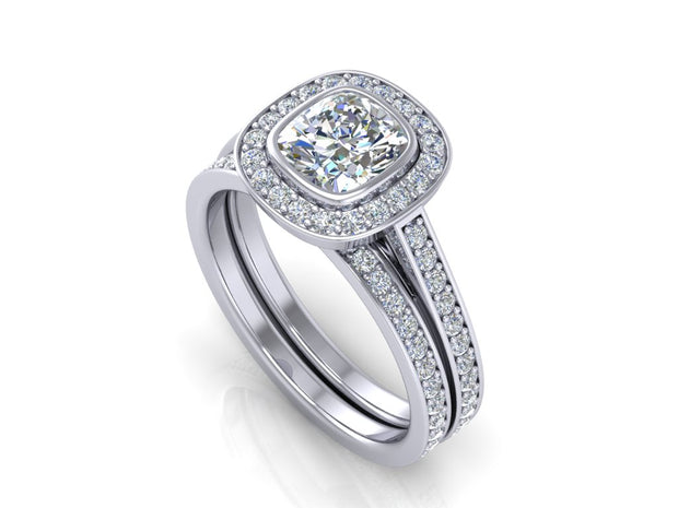 Lola Cushion Cut Diamond Halo Engagement Ring (2.00cttw.)