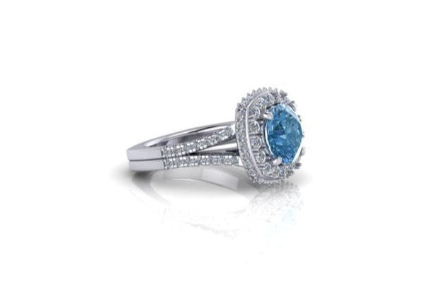 Aquatica Blue Topaz & Diamond Halo Ring (2.68cttw.)