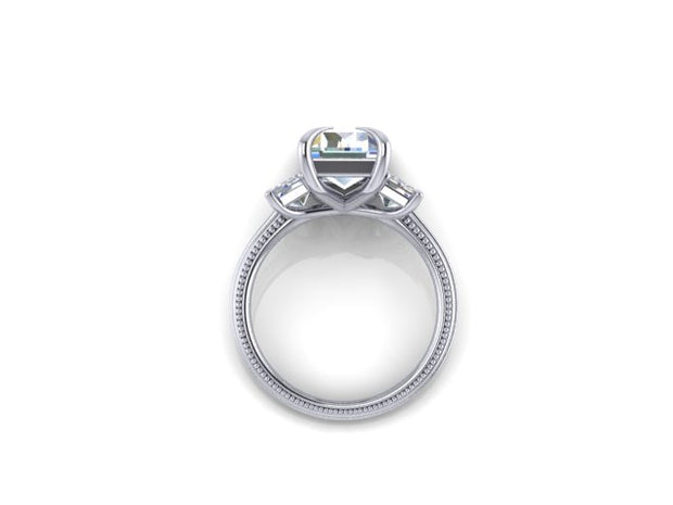 Adore Three Stone Emerald Cut Engagement Ring (5.45cttw.)