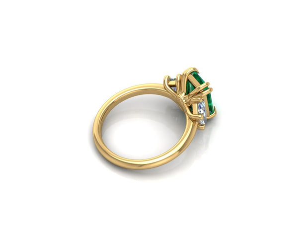 Evangeline Emerald Double Tiger Claw Prong Gemstone Ring (3.61 cttw.)
