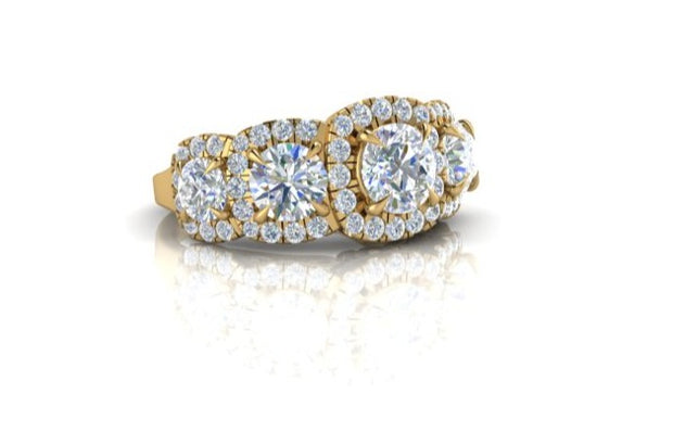 Actress Five Stone Graduated Round Halo Fashion Ring (5.93cttw.)