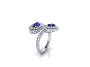 Constellation Blue Sapphire & Double Halo Diamond Toi et Moi Ring (1.73cttw.)